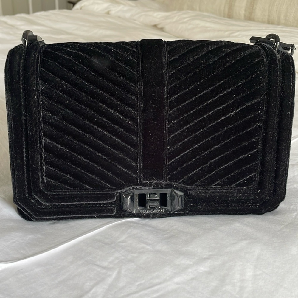 Rebecca Minkoff Black Velvet Love Crossbody Bag